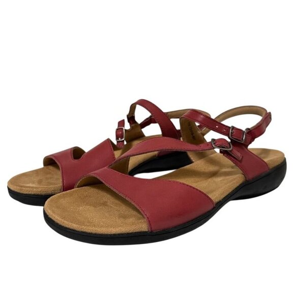 Trotters Riva Red Sandals Red Strappy Adjustable Hook/Loop Buckles Women's Sz 11 - Picture 2 of 10